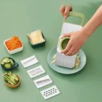 5-in-1 Multifunctional High-Quality Vegetable & Fruit Slicer With 5 Changeable Blades Hand Protector Made Slicing Effortless Kitchen Gadget
