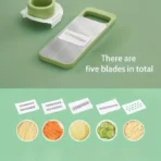5-in-1 Multifunctional High-Quality Vegetable & Fruit Slicer With Five Changeable Blades Hand Protector Made Slicing Effortless Kitchen Gadget Manual Vegetable Slicer Cutter Potato Shredders Garlic Carrot Grater Chopper Salad Cutter - Simple And Easy Use.