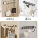 5 Hooks Plastic Rotating Suction Cup Hanger - Multi-purpose Suction Cup Hook - Punchless Corrugated Rotating Suction Cup Hanger - Image 2