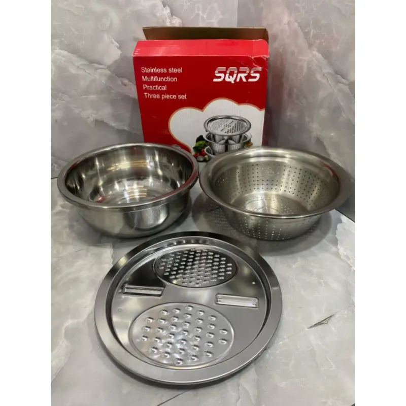 Multifunctional Stainless Steel Drain Basket Multi-purpose Vegetable Slicer Graters For Kitchen,3 In 1 Graters Cheese Grater Salad Maker Bowl Drain Basin Ginger Grater Basket Vegetable Cutter
