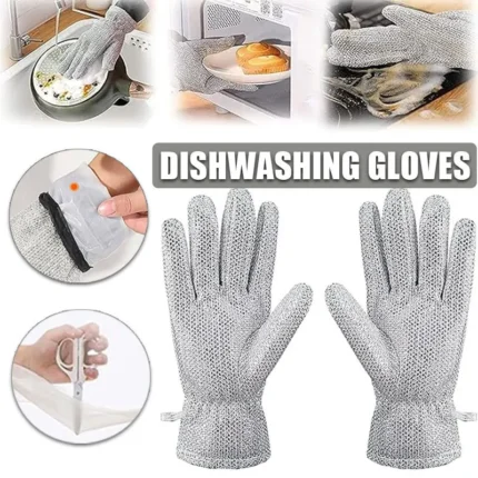 Microfiber Dishwashing Glove – Oil-Resistant, Non-Slip Waterproof Kitchen Cleaning Gadget (1 Piece, Silver Color)