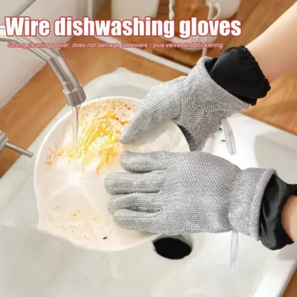 Microfiber Dishwashing Glove – Oil-Resistant, Non-Slip Waterproof Kitchen Cleaning Gadget (1 Piece, Silver Color)