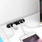 5-Slot Self-Adhesive Silicone Cable Holder – Flexible USB Cable Organizer Clip for Mouse, Keyboard & Headphones