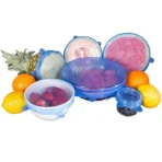 Silicone Stretch Lids, Reusable Expandable Seal Bowl Covers to Keep Food Fresh, Fit Various Sizes and Shapes of Containers or Bowls, 6 Sizes Microwave Food Covers - Blue